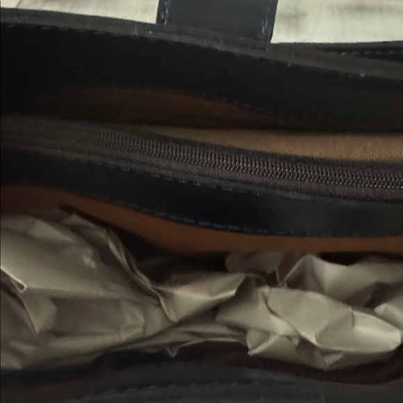 Patricia Nash Irving Bucket Crossbody Bag Distress Le Fleur Leather Black Blue - Picture 7 of 8